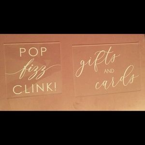 Never Used Wedding Acrylic Signs w/ stands